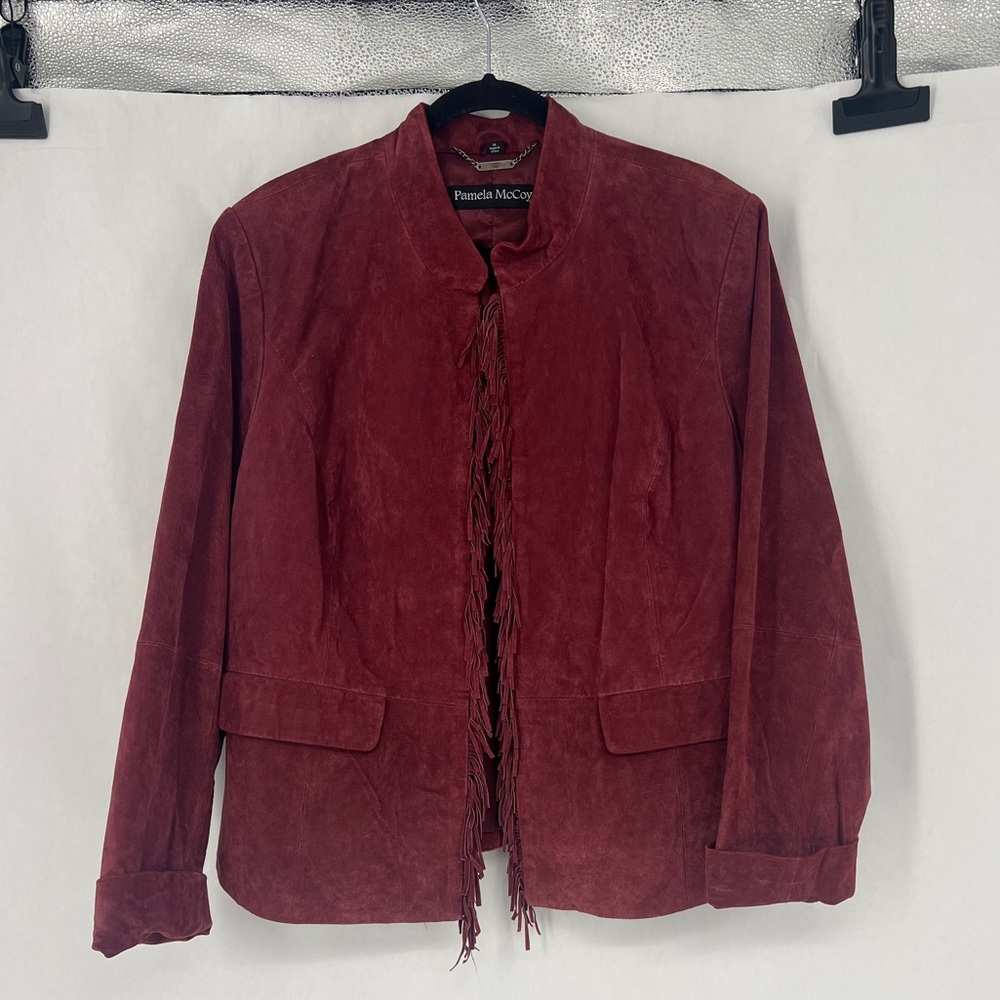 Pamela McCoy Women's Suede red fringe jacket